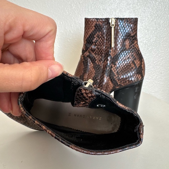 Zara heeled snakeskin ankle boots size 6 - Picture 5 of 5